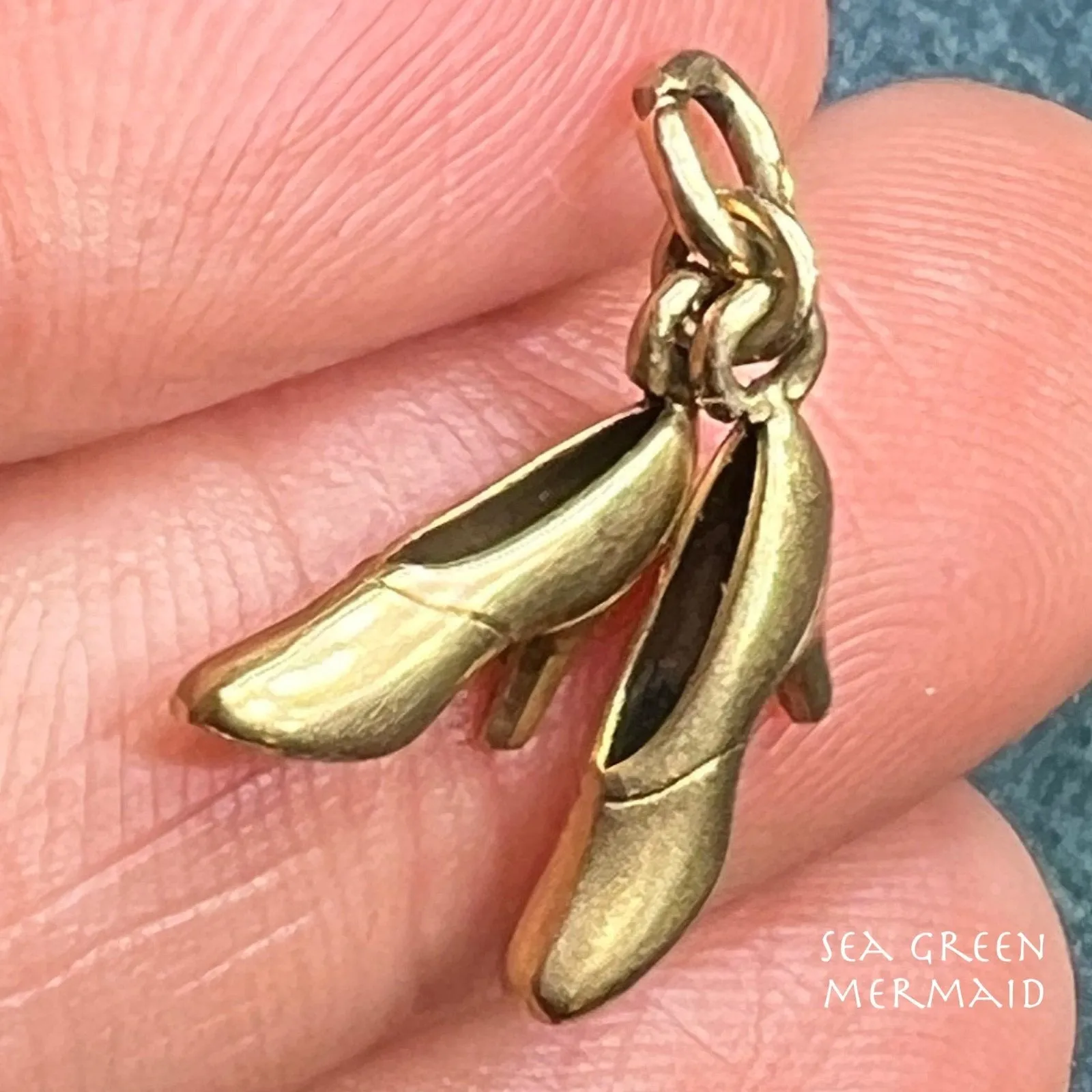 14k Yellow Rose Gold BARBIE Shoes High Heels Pendant *Video*