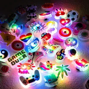 1pcs Lighted LED Shoe Charms Owl Cheese Glowing Accessories Shoe Decorations Pins for Kids Boys Girls Gifts Sandals Clog Buckles