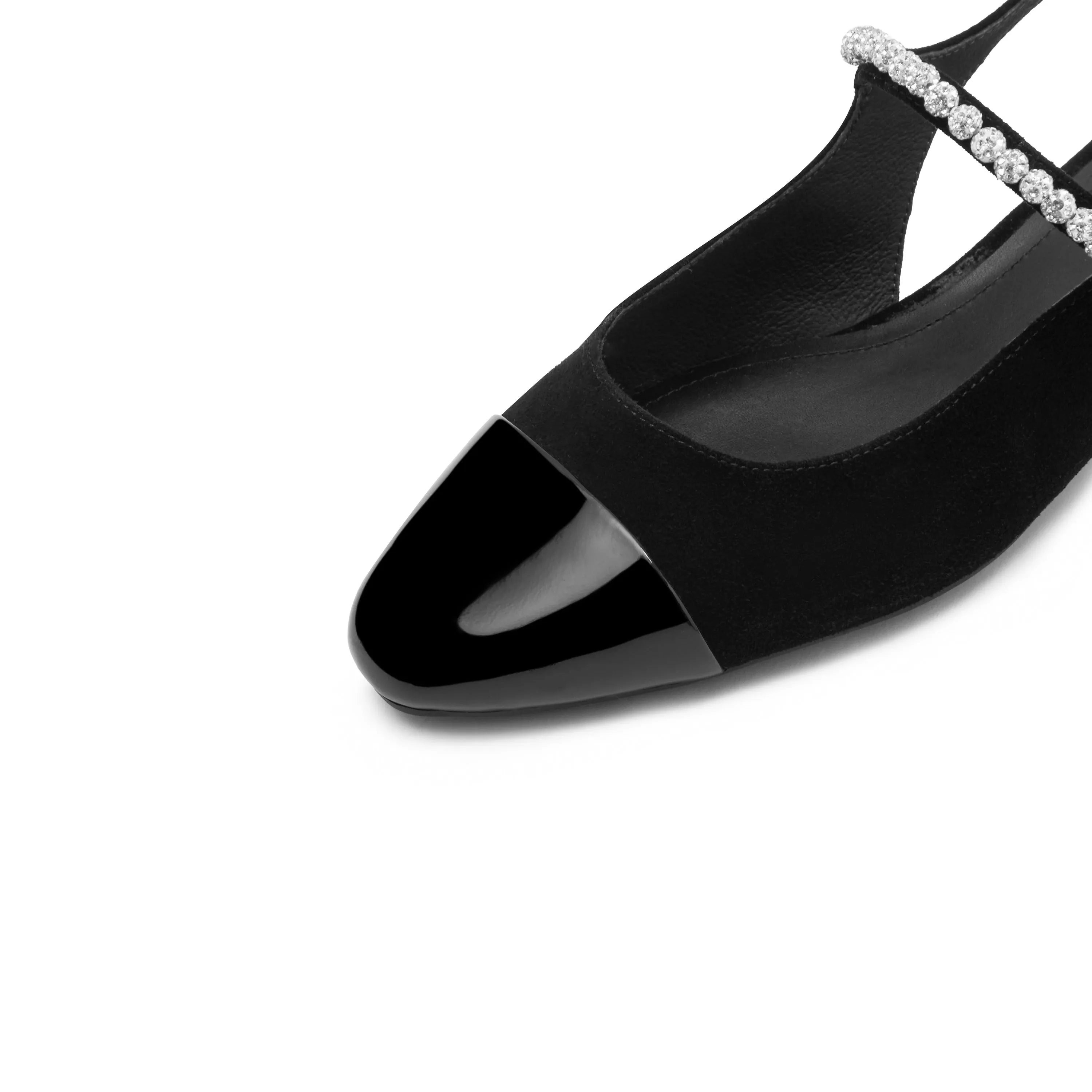 Black Toe Cap Pearly Slingback Pumps