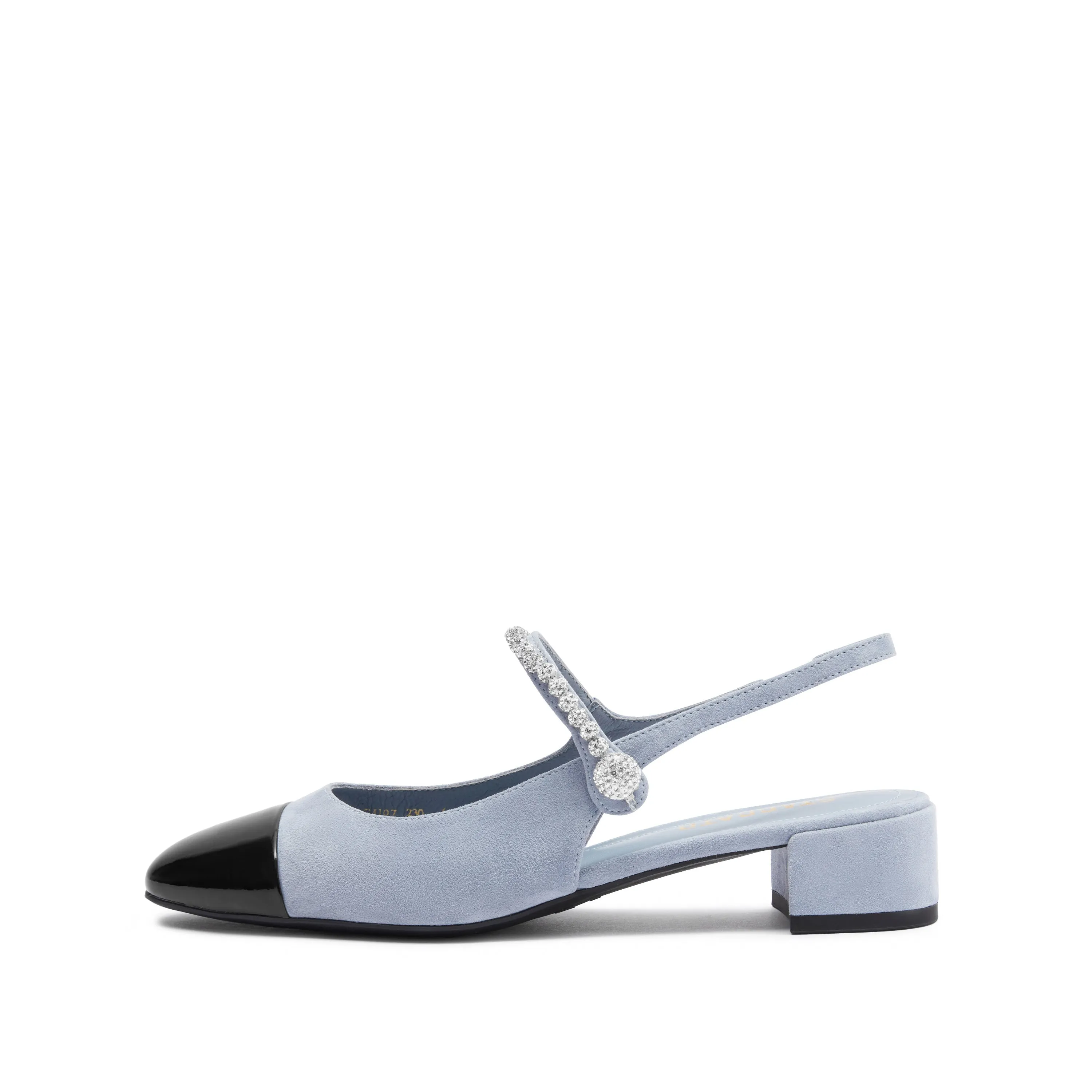 Blue Toe Cap Pearly Slingback Pumps