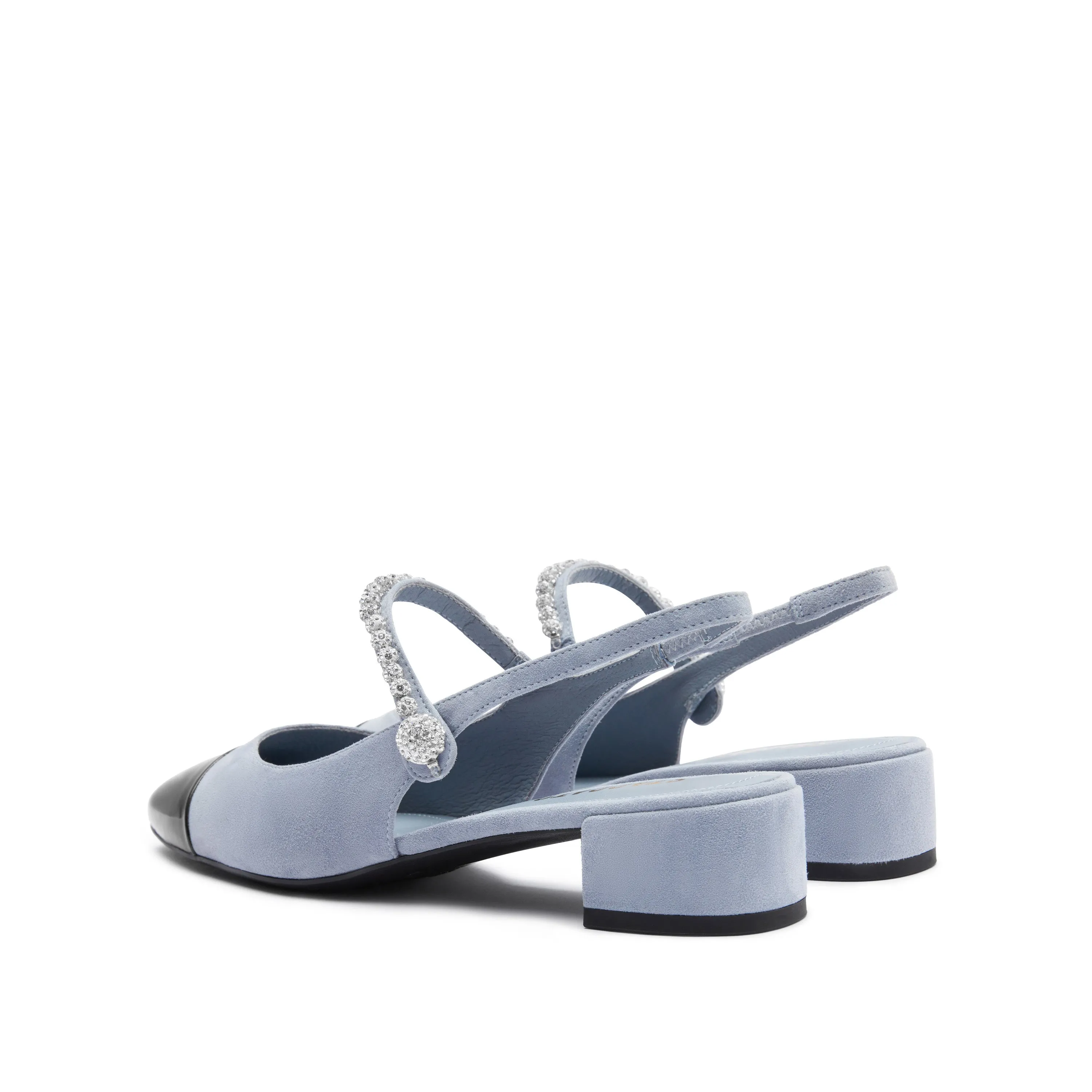 Blue Toe Cap Pearly Slingback Pumps