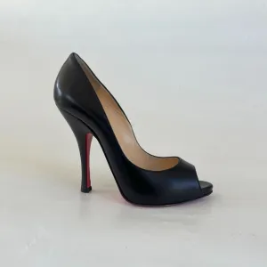 Christian Louboutin black leather peep toe pumps, 37.5