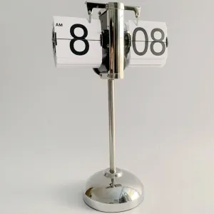 FAWES Retro Flip Clock with Adjustable Height Metal Stand - Stylish and Functional Vintage Desk Clock for Home and Office Decor, Idea (White)