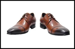 Fiesso Lace up  Brogue Leather Cap toe Dress Shoes FI 3145