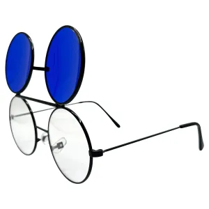 FLIP-CO Black/Blue Flip-Up Sunglasses