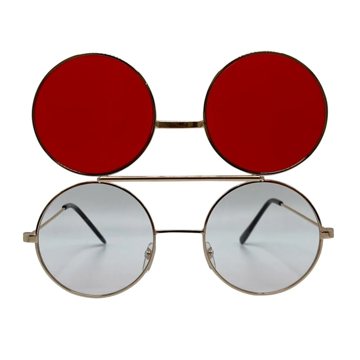 FLIP-CO Gold/Red Flip-Up Sunglasses