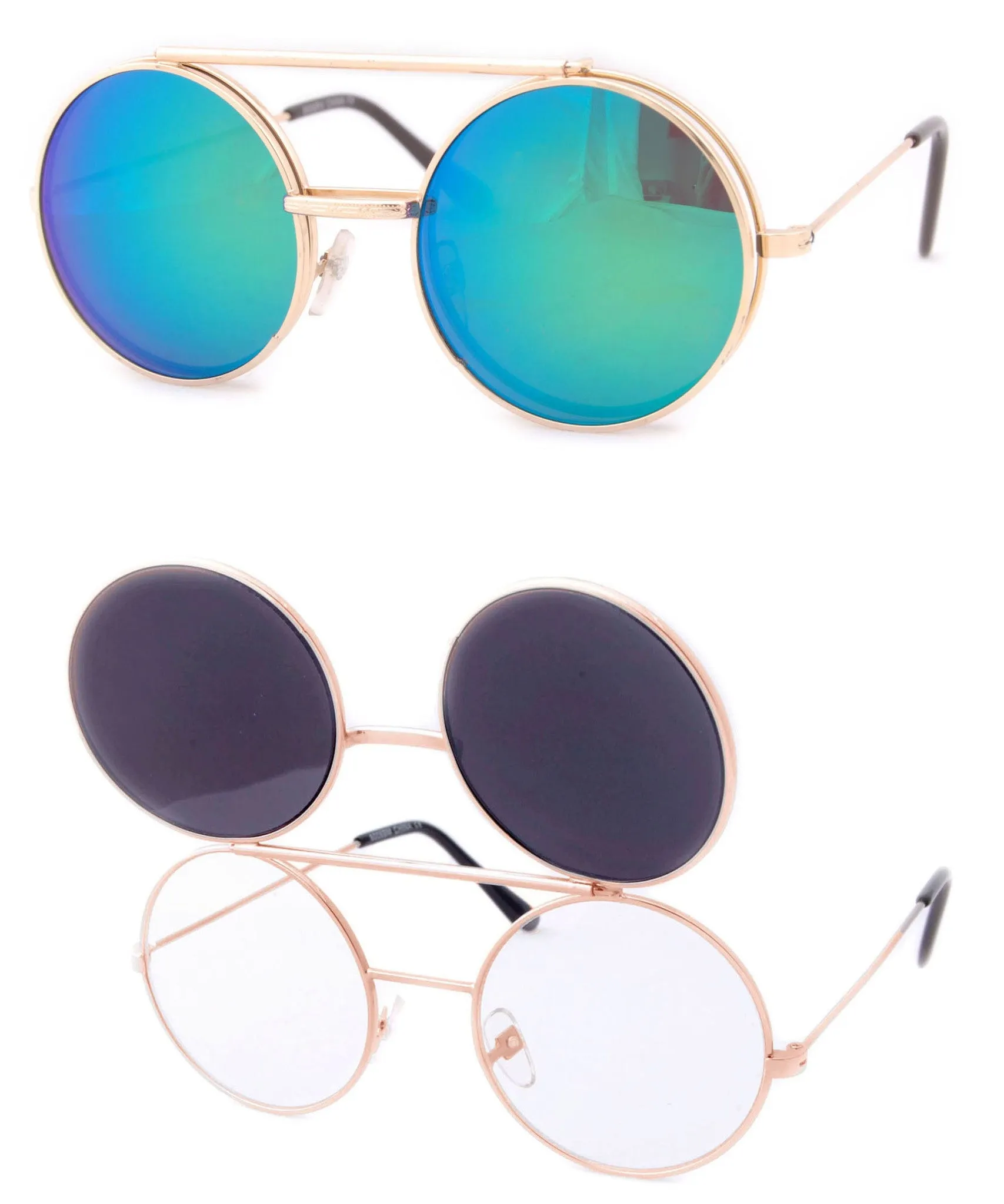 FLIP-SEA Gold/Aqua Flip-Up Sunglasses