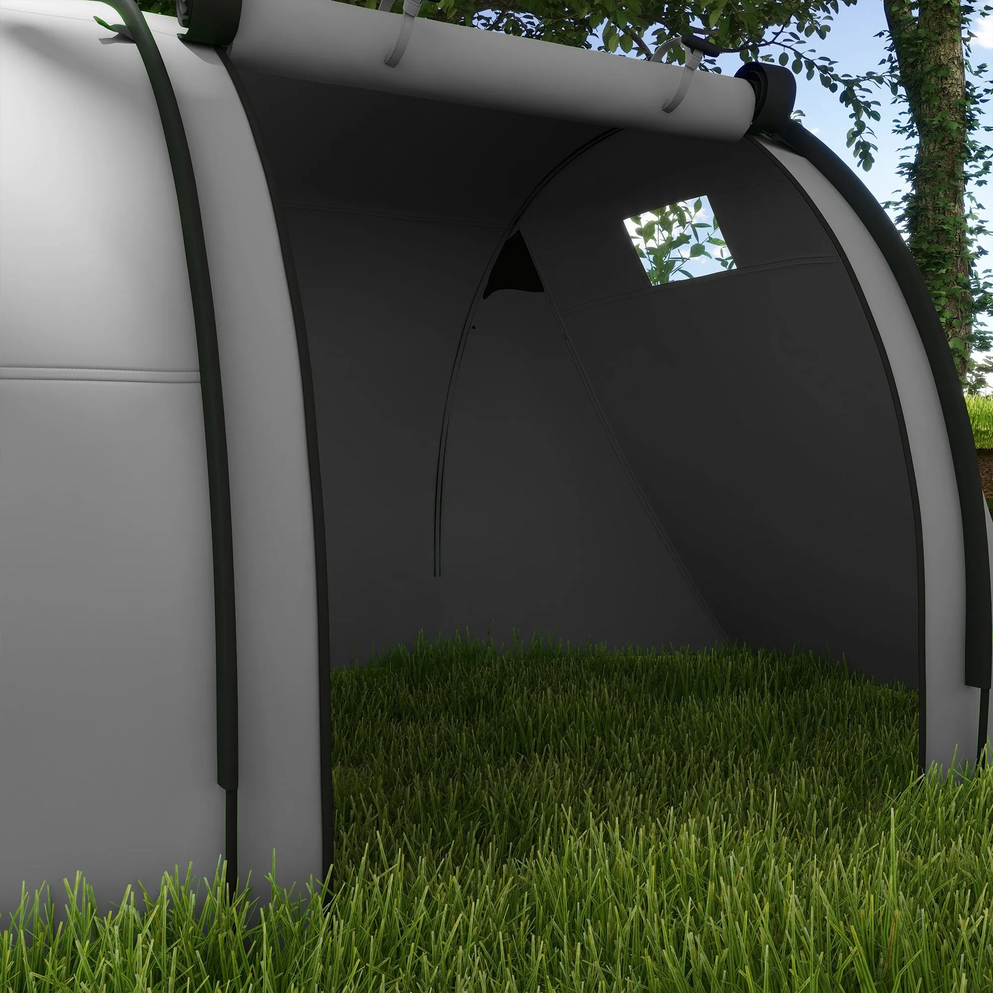 Four Man Duo Room Tunnel Tent, with Accessories - Grey