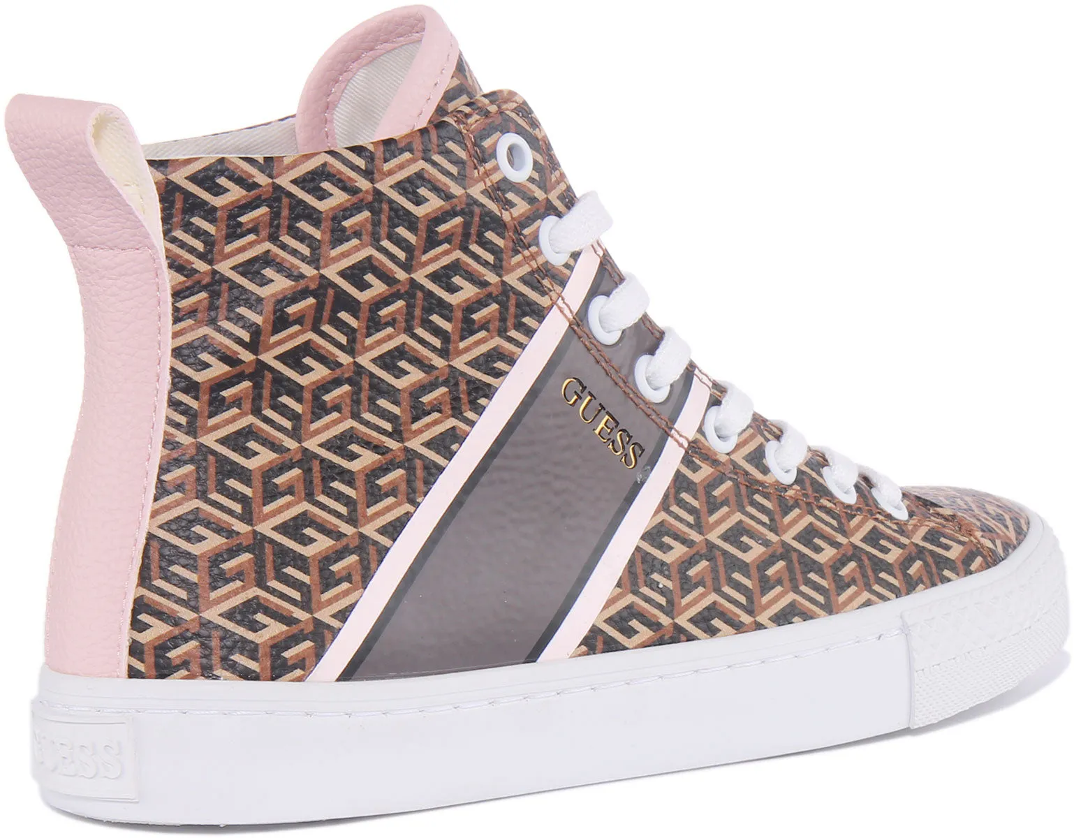 Guess Elga Logo High Top In Brown For Women