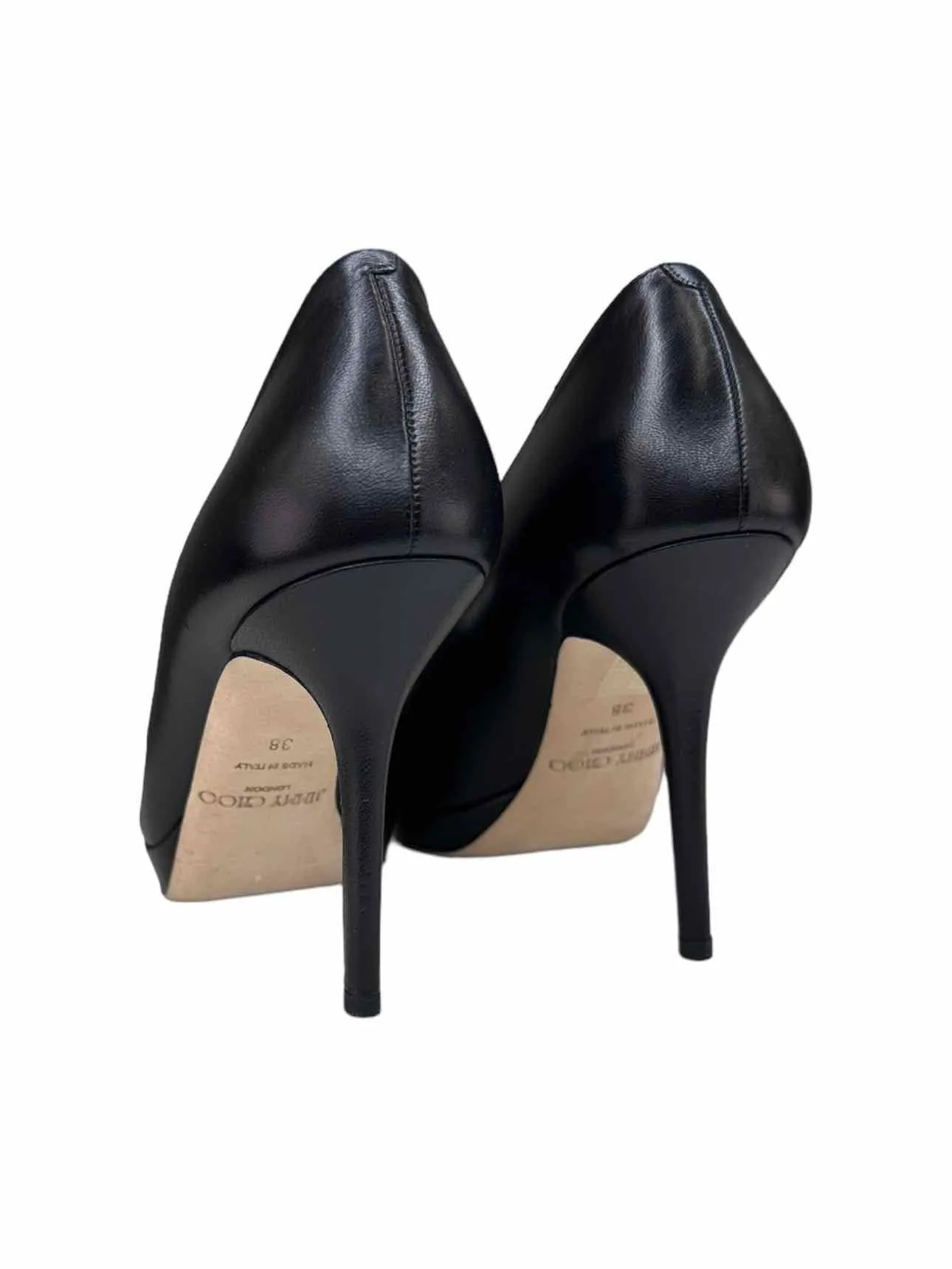 JIMMY CHOO Black Leather DAHLIA Platform Pumps Size 38