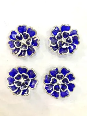 Multicolour Flowers With Petals Plastic Stone Embellishments(Transparent Blue And Transparent White)