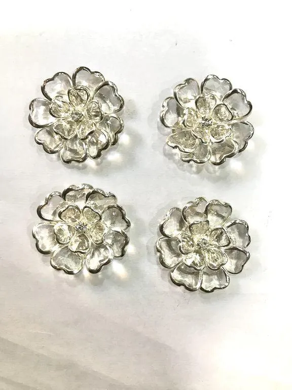 Multicolour Flowers With Petals Plastic Stone Embellishments(Transparent Blue And Transparent White)