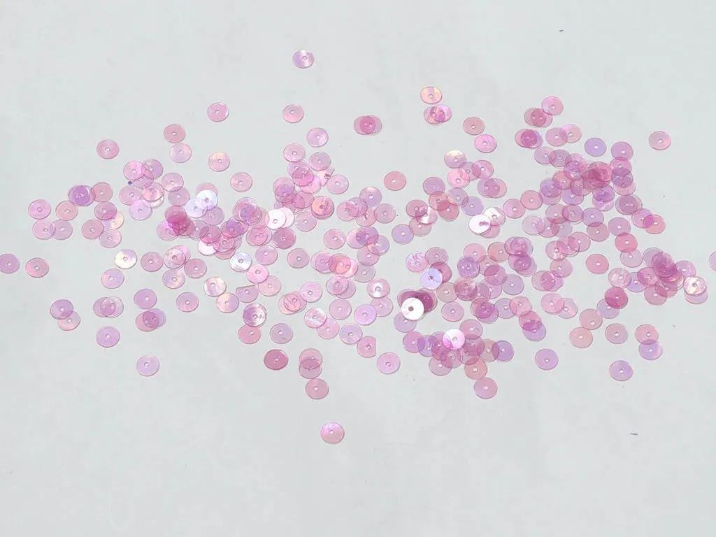 Pink Transparent Flat Circular Plastic Sequins- 6 mm