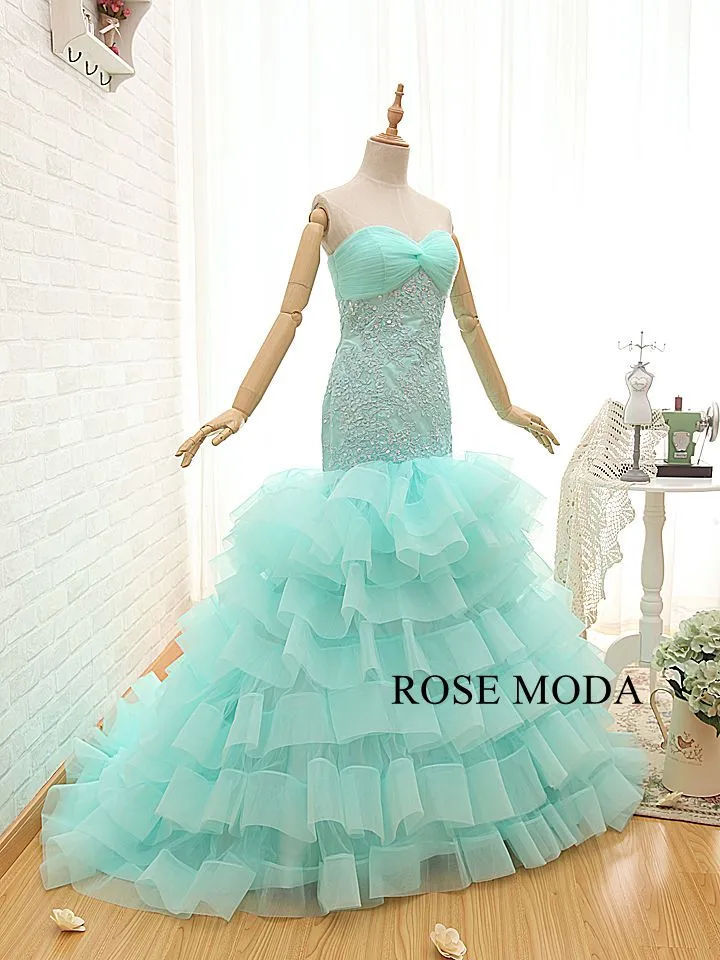 Rosemoda Green Organza Mermaid Prom Dress