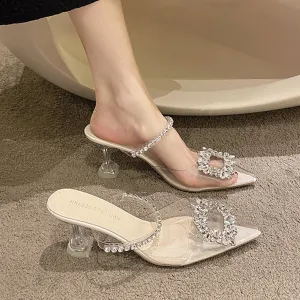 Sandals Transparent Crystal High-Heeled Shoes Stiletto