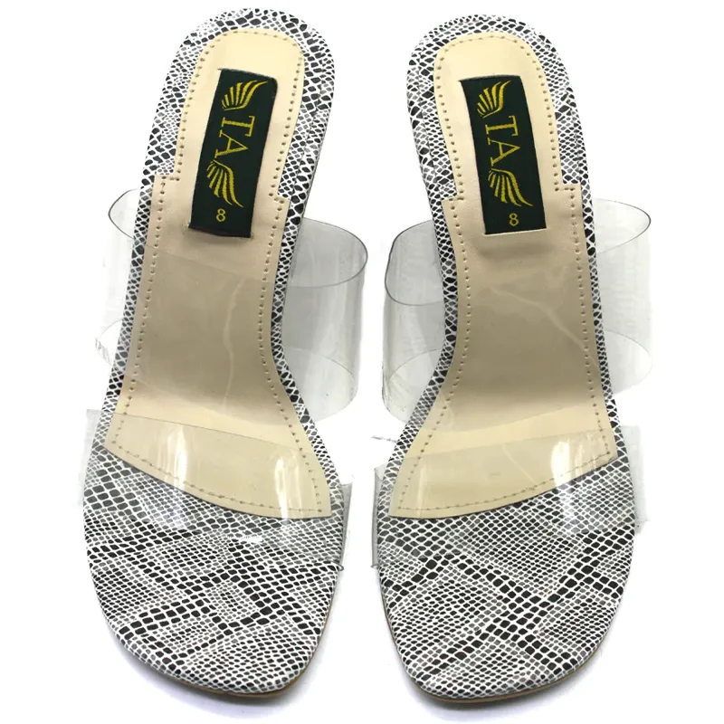Silver Transparent Block Heel