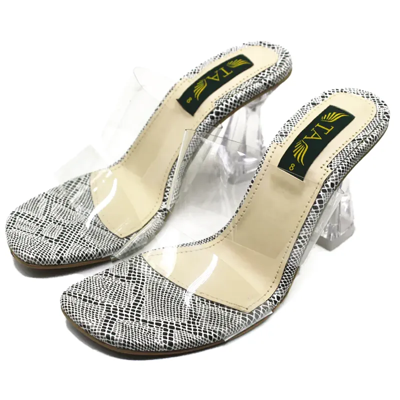 Silver Transparent Block Heel
