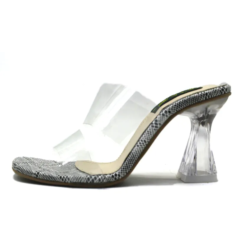 Silver Transparent Block Heel